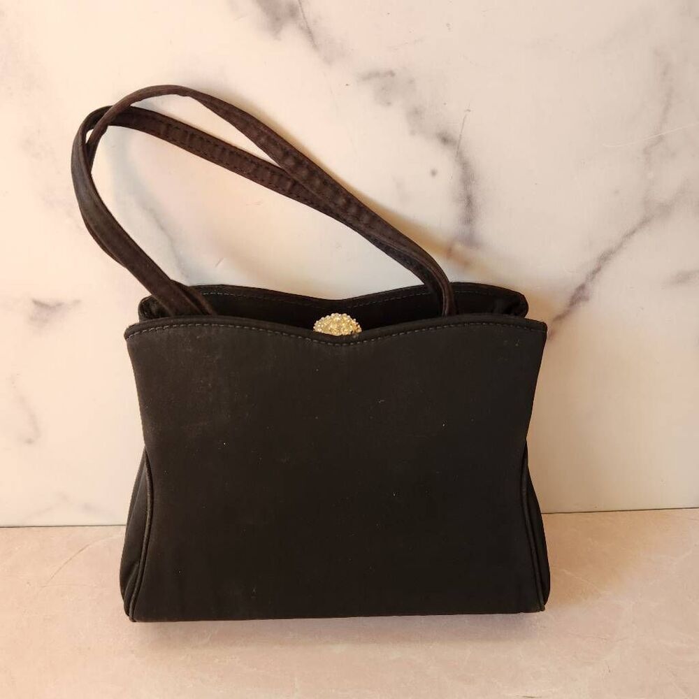 Vintage Harry Lavine HL black diamond clutch womens 50's 60's evening purse
